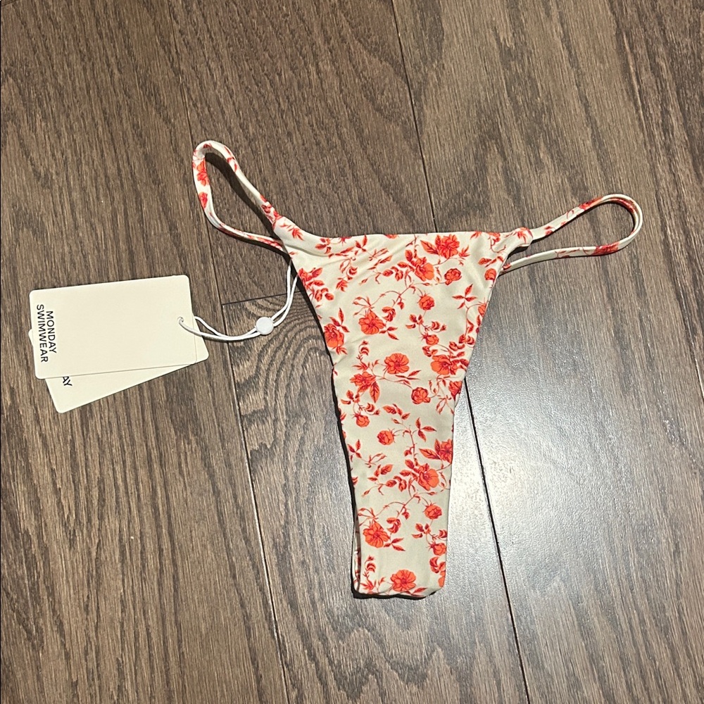 Monday Swimwear Brazilian Thong Sunrise Floral Bikini Bottom